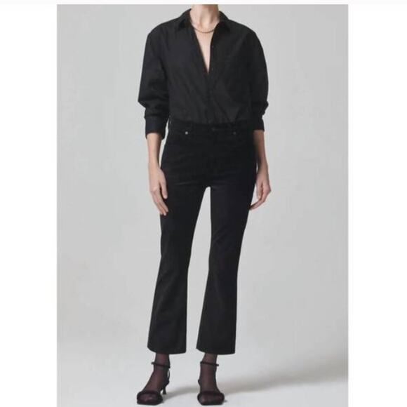 NEW Citizens of Humanity Isola Cropped Boot Cut in Black Velvet Sz 28 - Picture 1 of 9